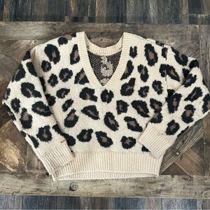 Victoria’s Secret PINK Leopard Print V-Neck Sweater